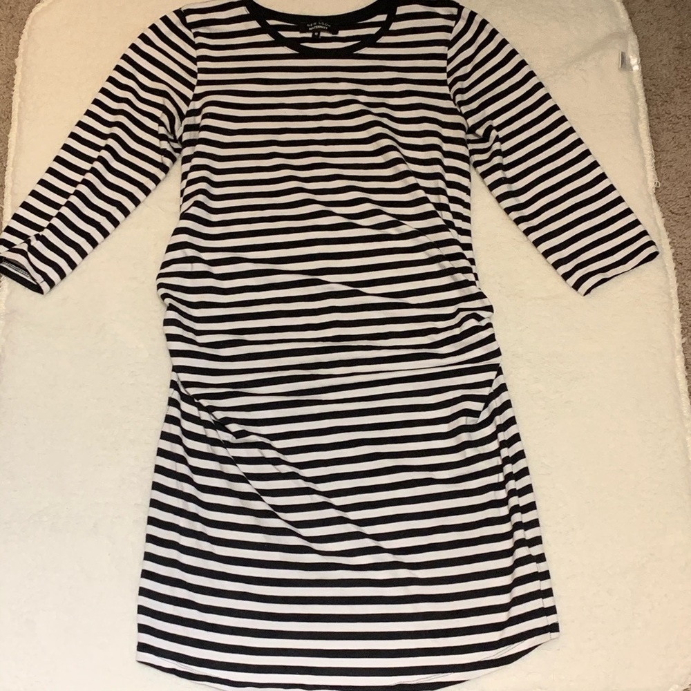 Black and White Striped Maternity Dress